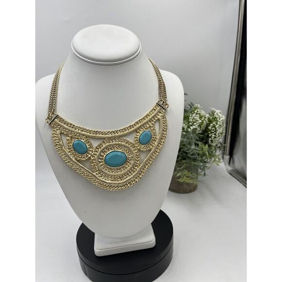 Wendy Williams Oval Shape Blue Turquoise Crescents 17" Statement Necklace NWOT - Picture 13 of 14